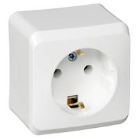 Этюд белый розетка открытая 1-мест заземление IP20 