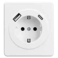 купить MIELE ROUND Розетка 1-ая с/з с/у з/ш 16А с USB A+C быстрой зарядки 5В/3А белая KRANZ в Самаре MIELE ROUND Розетка 1-ая с/з с/у з/ш 16А с USB A+C быстрой зарядки 5В/3А белая KRANZ