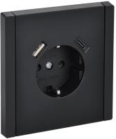 купить Фортепиано черный механизм розетки скрытая 1-мест заземление шторки USB IP20  в Самаре Фортепиано черный механизм розетки скрытая 1-мест заземление шторки USB IP20