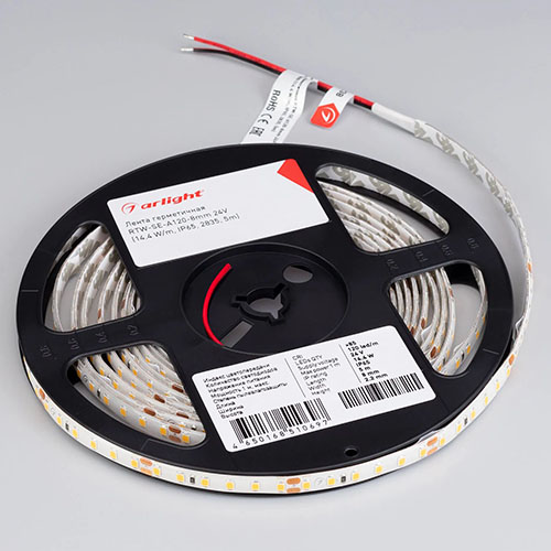 Лента свд 24В 14,4Вт/м 120свд/м 6000К 1400лм/м 2835 IP65 Arlight кратно 5м