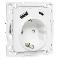 купить Стокгольм белый механизм розетки скрытая 1-мест заземление шторки USB IP20  в Самаре Стокгольм белый механизм розетки скрытая 1-мест заземление шторки USB IP20