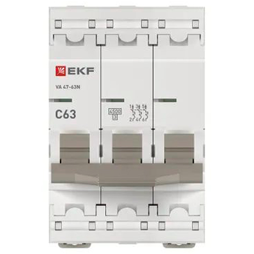 Автомат 3Р 63А C 4,5кА ВА47-63N EKF PROxima