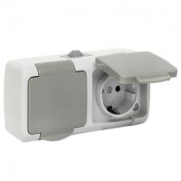 купить Мурманск серый розетка открытая 1-мест заземление с крышкой шторки IP54  в Самаре Мурманск серый розетка открытая 1-мест заземление с крышкой шторки IP54