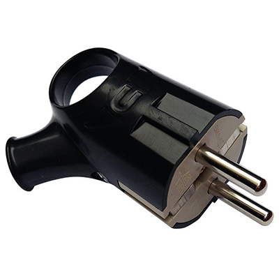 купить Вилка 16А угловая с ушком заземление черный пластик IP20 IN HOME 4220 в Самаре Вилка 16А угловая с ушком заземление черный пластик IP20 IN HOME 4220