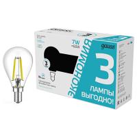 купить Лампа шар свд Е14 7Вт 4100К 580лм G45 прозрачный филамент Gauss 3шт комплект в Самаре Лампа шар свд Е14 7Вт 4100К 580лм G45 прозрачный филамент Gauss 3шт комплект