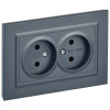 купить Брайт графит розетка скрытая 2-мест IP20  в Самаре Брайт графит розетка скрытая 2-мест IP20