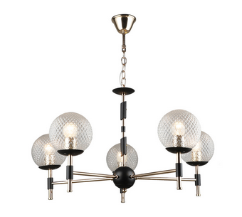 купить Светильник потолочный (люстра) 5*60Вт E27 черный/золото в Самаре Светильник потолочный (люстра) 5*60Вт E27 черный/золото