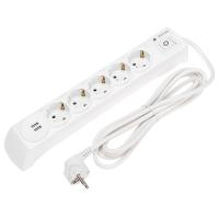 купить Фильтр сетевой 5-мест 3м ПВС 3*1,5 белый выкл USB Kranz  в Самаре Фильтр сетевой 5-мест 3м ПВС 3*1,5 белый выкл USB Kranz