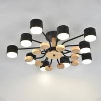 Светильник потолочный (люстра) 10*15Вт GX53 черный/дерево Светильник потолочный (люстра) 10*15Вт GX53 черный/дерево