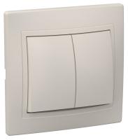 Кварта кремовый выключатель 2кл скрытая 10А IP20 