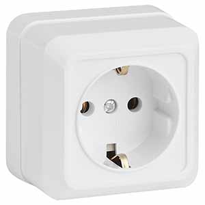 купить Квадро белый розетка открытая 1-мест заземление IP20  в Самаре Квадро белый розетка открытая 1-мест заземление IP20