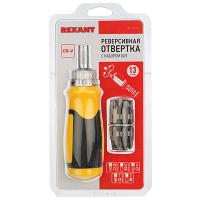купить Отвертка реверсивная CrV биты пластиковая ручка 13 предм Rexant в Самаре Отвертка реверсивная CrV биты пластиковая ручка 13 предм Rexant