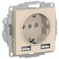 купить Атлас бежевый розетка скрытая 1-мест заземление шторки USB IP20 2 USB A+A, 5В/2,4А, 2х5В/1,2А в Самаре Атлас бежевый розетка скрытая 1-мест заземление шторки USB IP20 2 USB A+A, 5В/2,4А, 2х5В/1,2А