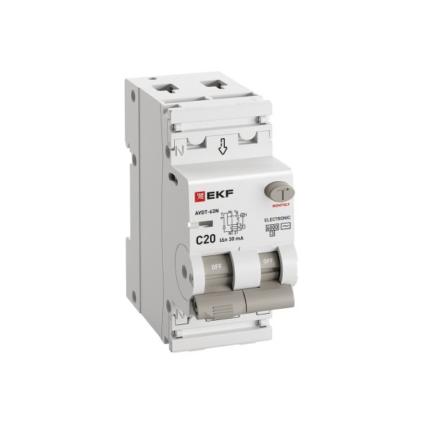 купить Дифавтомат 2Р 20А C тип AC 30мА 6кА 2мод АВДТ-63N EKF PROxima в Самаре Дифавтомат 2Р 20А C тип AC 30мА 6кА 2мод АВДТ-63N EKF PROxima