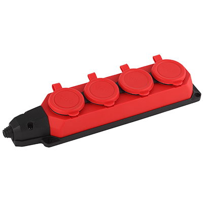 купить Колодка 4-мест 16А красный каучук заземление IP44 ЭРА в Самаре Колодка 4-мест 16А красный каучук заземление IP44 ЭРА