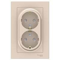 купить Атлас бежевый розетка скрытая 2-мест заземление шторки IP20  в Самаре Атлас бежевый розетка скрытая 2-мест заземление шторки IP20