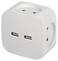 купить Разветвитель электрический ЭРА SP-4-USB-W на 4 розетки + 2xUSB 2400mA, без заземл 10А (белый) в Самаре Разветвитель электрический ЭРА SP-4-USB-W на 4 розетки + 2xUSB 2400mA, без заземл 10А (белый)