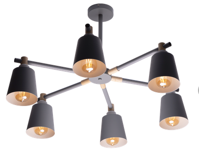 купить Светильник потолочный (люстра) 6*60Вт E27 серый в Самаре Светильник потолочный (люстра) 6*60Вт E27 серый