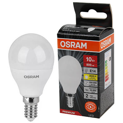купить Лампа шар свд Е14 10Вт 3000К 800лм P45 матовый Osram LED Value black в Самаре Лампа шар свд Е14 10Вт 3000К 800лм P45 матовый Osram LED Value black