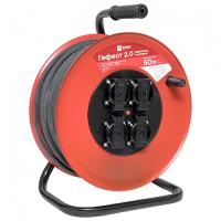Удлинитель 4-мест 50м ПВС 3*1,5 красный катушка IP44 EKF металл