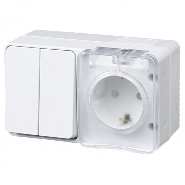 AtlasDesign Profi54 белый блок Р+В2кл открытая горизонтально IP54 
