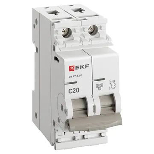 Автоматический выключатель ВА 47-63N 2P 20А (C) 4,5 кА PROXIMA EKF