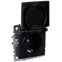 купить Брайт черный розетка скрытая 1-мест заземление с крышкой шторки IP20  в Самаре Брайт черный розетка скрытая 1-мест заземление с крышкой шторки IP20