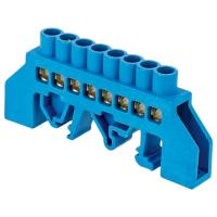 купить Шина нулевая 8*12 8групп комбинированный DIN-изолятор типа "Стойка" синий винтовой на DIN-рейку IEK  в Самаре Шина нулевая 8*12 8групп комбинированный DIN-изолятор типа "Стойка" синий винтовой на DIN-рейку IEK