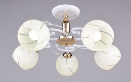 купить Светильник потолочный (люстра) 5*60Вт E27 белый/золото  в Самаре Светильник потолочный (люстра) 5*60Вт E27 белый/золото