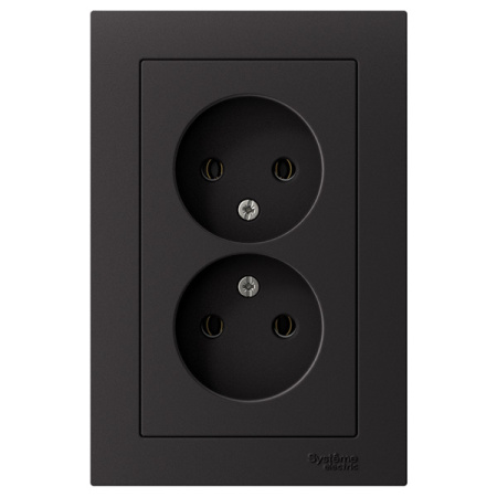 AtlasDesign карбон розетка скрытая 2-мест IP20 