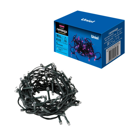 купить Гирлянда нить 5м розовый 50свд IP20 зеленый провод  в Самаре Гирлянда нить 5м розовый 50свд IP20 зеленый провод