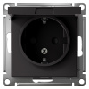 AtlasDesign карбон розетка скрытая 1-мест заземление с крышкой шторки IP20 