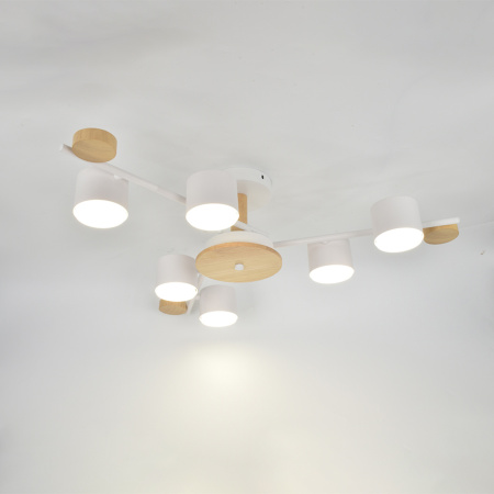 купить Светильник потолочный (люстра) 6*15Вт GX53 белый/дерево  в Самаре Светильник потолочный (люстра) 6*15Вт GX53 белый/дерево