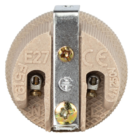 купить Патрон подвесной E27 керамика белый ЭРА с держателем в Самаре Патрон подвесной E27 керамика белый ЭРА с держателем