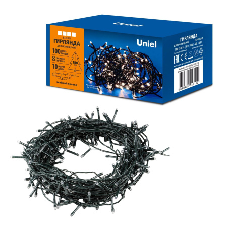 купить Гирлянда нить 10м белый 100свд IP20 зеленый провод  в Самаре Гирлянда нить 10м белый 100свд IP20 зеленый провод