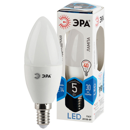 купить Лампа свд 220В Е14 5Вт 4000К 400лм свеча С35 матовая ЭРА  в Самаре Лампа свд 220В Е14 5Вт 4000К 400лм свеча С35 матовая ЭРА