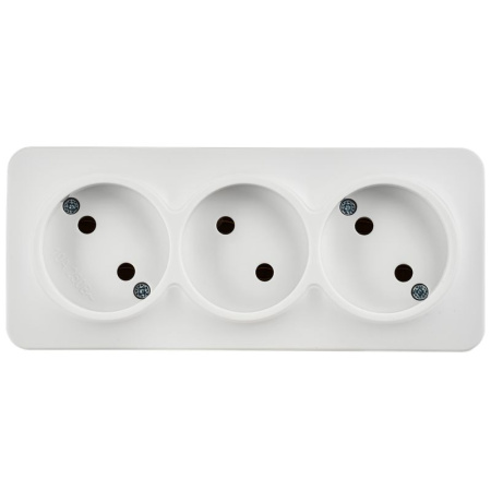 купить Глори белый розетка открытая 3-мест IP20  в Самаре Глори белый розетка открытая 3-мест IP20