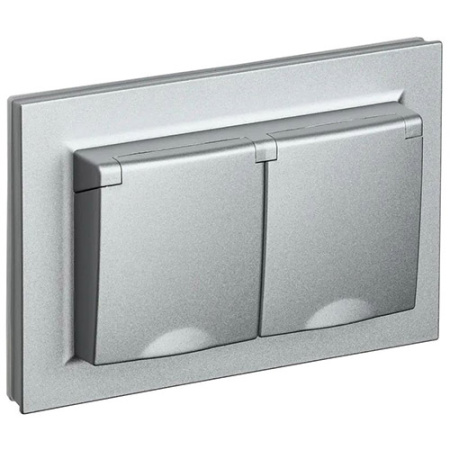 купить Брайт алюминий розетка скрытая 2-мест заземление с крышкой шторки IP44  в Самаре Брайт алюминий розетка скрытая 2-мест заземление с крышкой шторки IP44