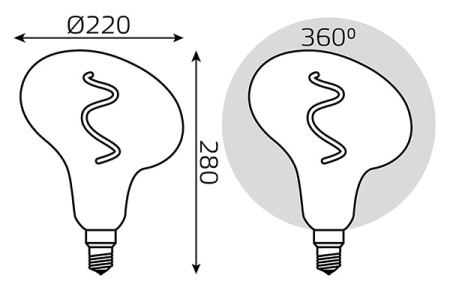 купить Лампа свд 220В Е27 6Вт 2400К 240лм FD180 серая филамент Gauss  в Самаре Лампа свд 220В Е27 6Вт 2400К 240лм FD180 серая филамент Gauss