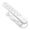 Удлинитель 5-мест 3м ПВС 3*1,5 белый выкл EKF  2USB 2,4А+2USBtype-С