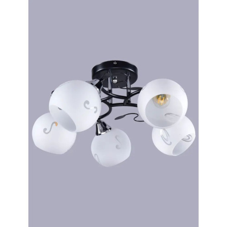 купить Светильник потолочный (люстра) 5*60Вт E27 черный/хром Орфография в Самаре Светильник потолочный (люстра) 5*60Вт E27 черный/хром Орфография