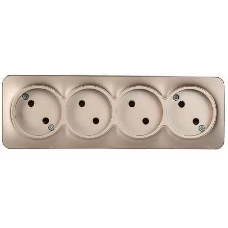 купить Глори шампань розетка открытая 4-мест IP20  в Самаре Глори шампань розетка открытая 4-мест IP20