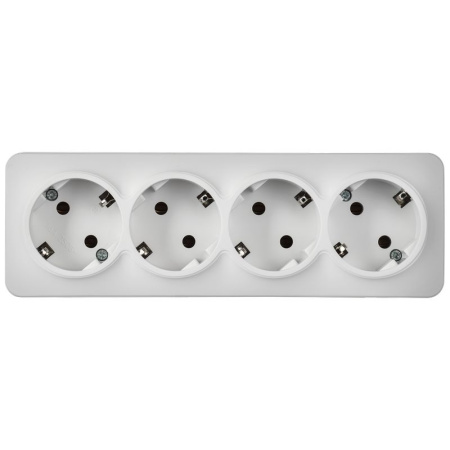 купить Глори белый розетка открытая 4-мест заземление IP20  в Самаре Глори белый розетка открытая 4-мест заземление IP20