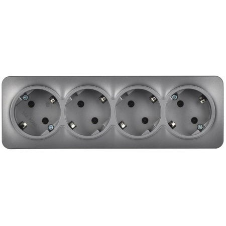 купить Глори сталь розетка открытая 4-мест заземление IP20  в Самаре Глори сталь розетка открытая 4-мест заземление IP20