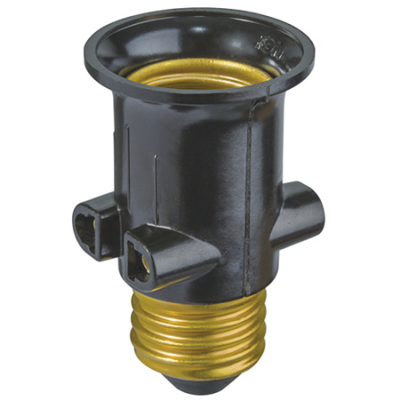 купить Патрон-переходник E27-E27 карболит черный Navigator 2 розетки в Самаре Патрон-переходник E27-E27 карболит черный Navigator 2 розетки