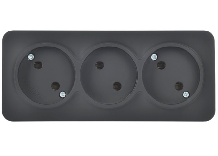 купить Глори черный розетка открытая 3-мест IP20  в Самаре Глори черный розетка открытая 3-мест IP20