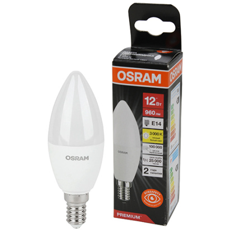 купить Лампа свеча свд Е14 12Вт 3000К 960лм B39 матовая Osram LED Value black в Самаре Лампа свеча свд Е14 12Вт 3000К 960лм B39 матовая Osram LED Value black