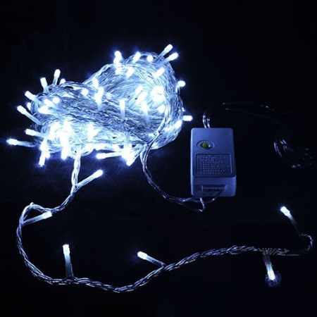 купить Гирлянда нить 12м белый 120свд с контроллером IP20 зеленый провод 8 режимов в Самаре Гирлянда нить 12м белый 120свд с контроллером IP20 зеленый провод 8 режимов