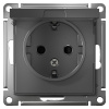 AtlasDesign сталь розетка скрытая 1-мест заземление с крышкой шторки IP20 