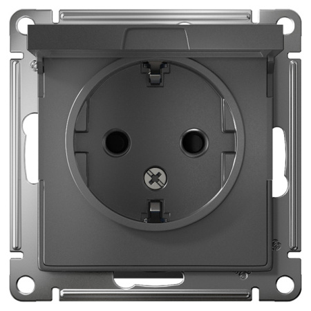 AtlasDesign сталь розетка скрытая 1-мест заземление с крышкой шторки IP20 